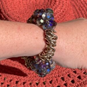 Stretchy Gold and Blue‎ Bracelet